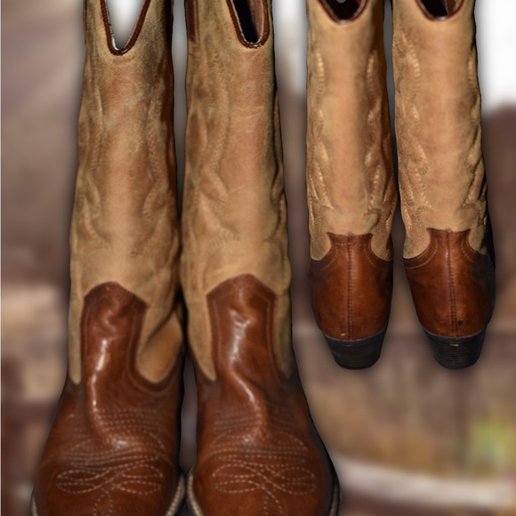 ALDO Brown Two-Tone Cowboy Boots Sz 8.5 - Picture 2 of 4